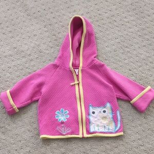 Hanna Andersson Pink Quilted Jacket with Yellow Trim